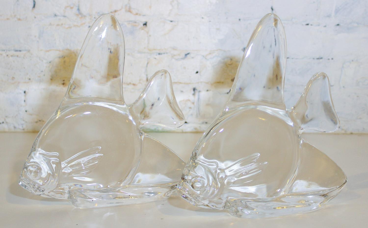 Two Steuben Glass Fish. Width of wider 10 inches.
