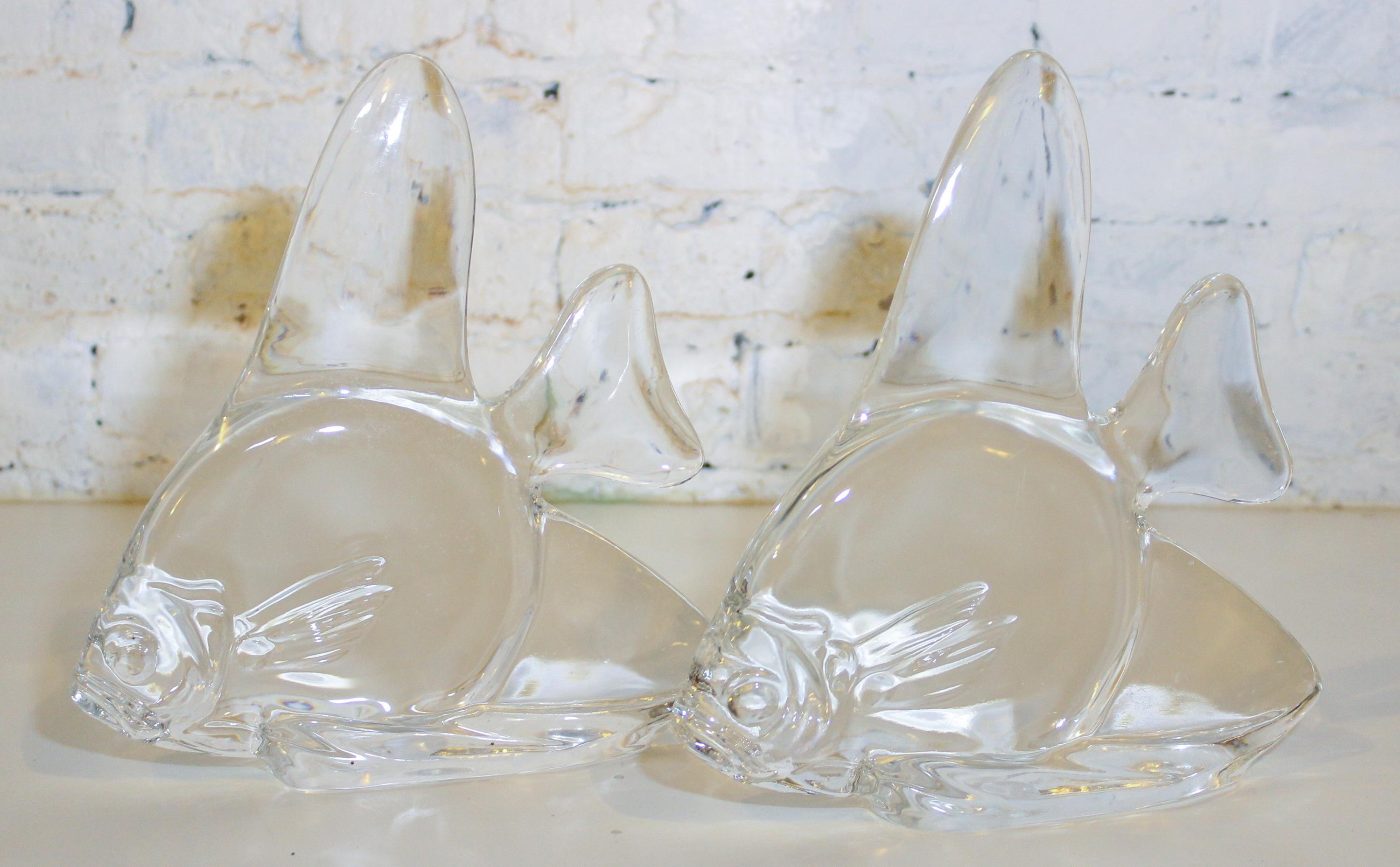 Two Steuben Glass Fish. Width of wider 10 inches.