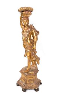 An Italian Giltwood Figural Torchère