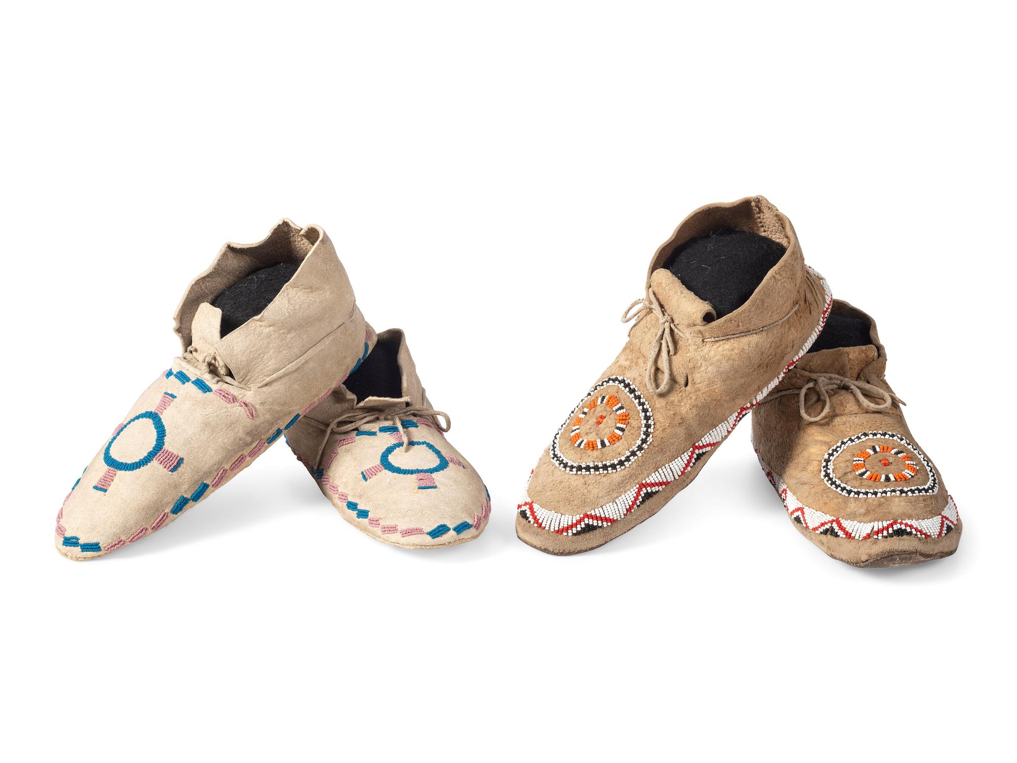 Northern Plains Beaded Hide Moccasins