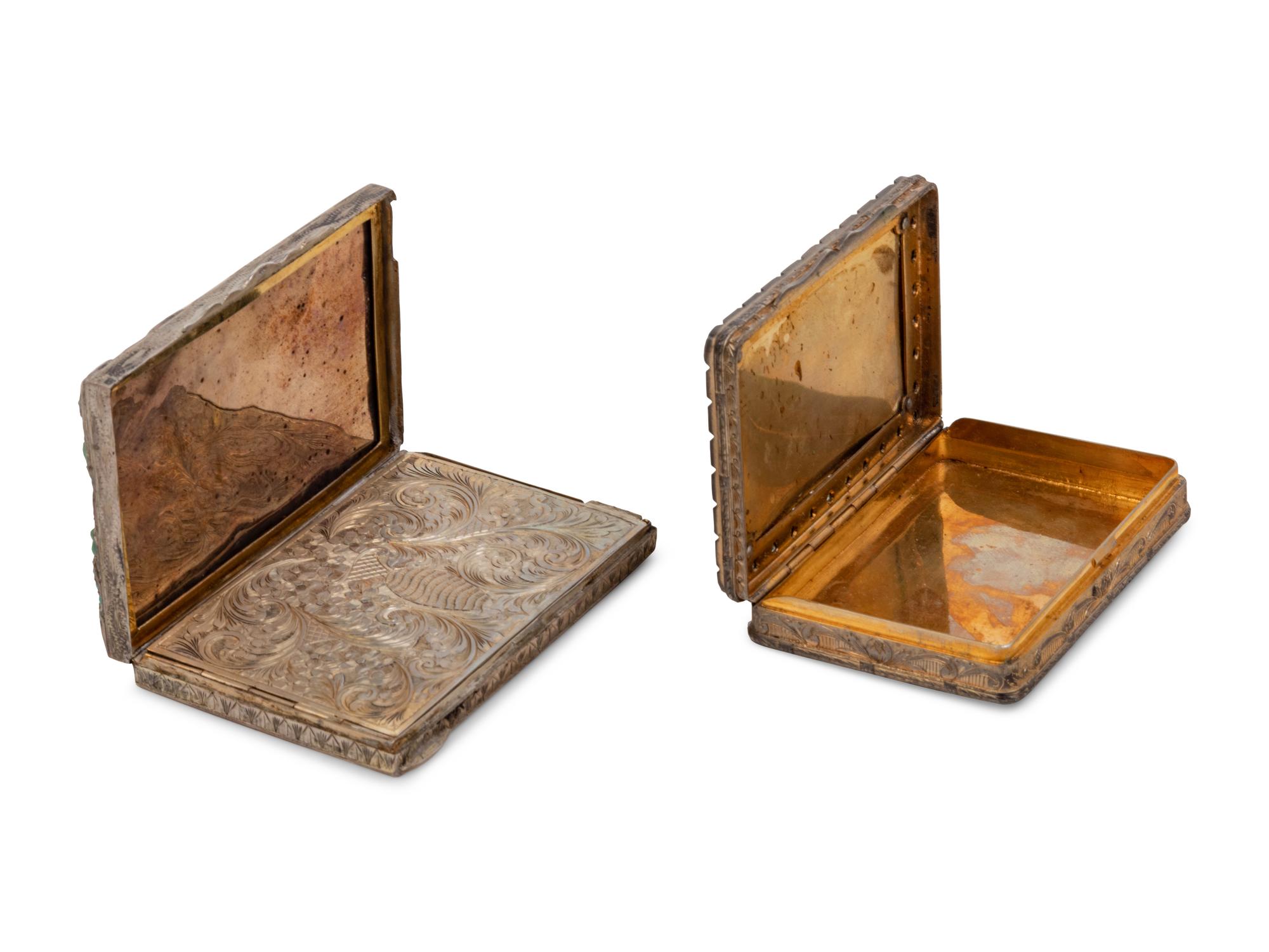 Two Continental Jeweled Silver Cases