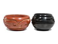 Carved Red and Blackware Pottery