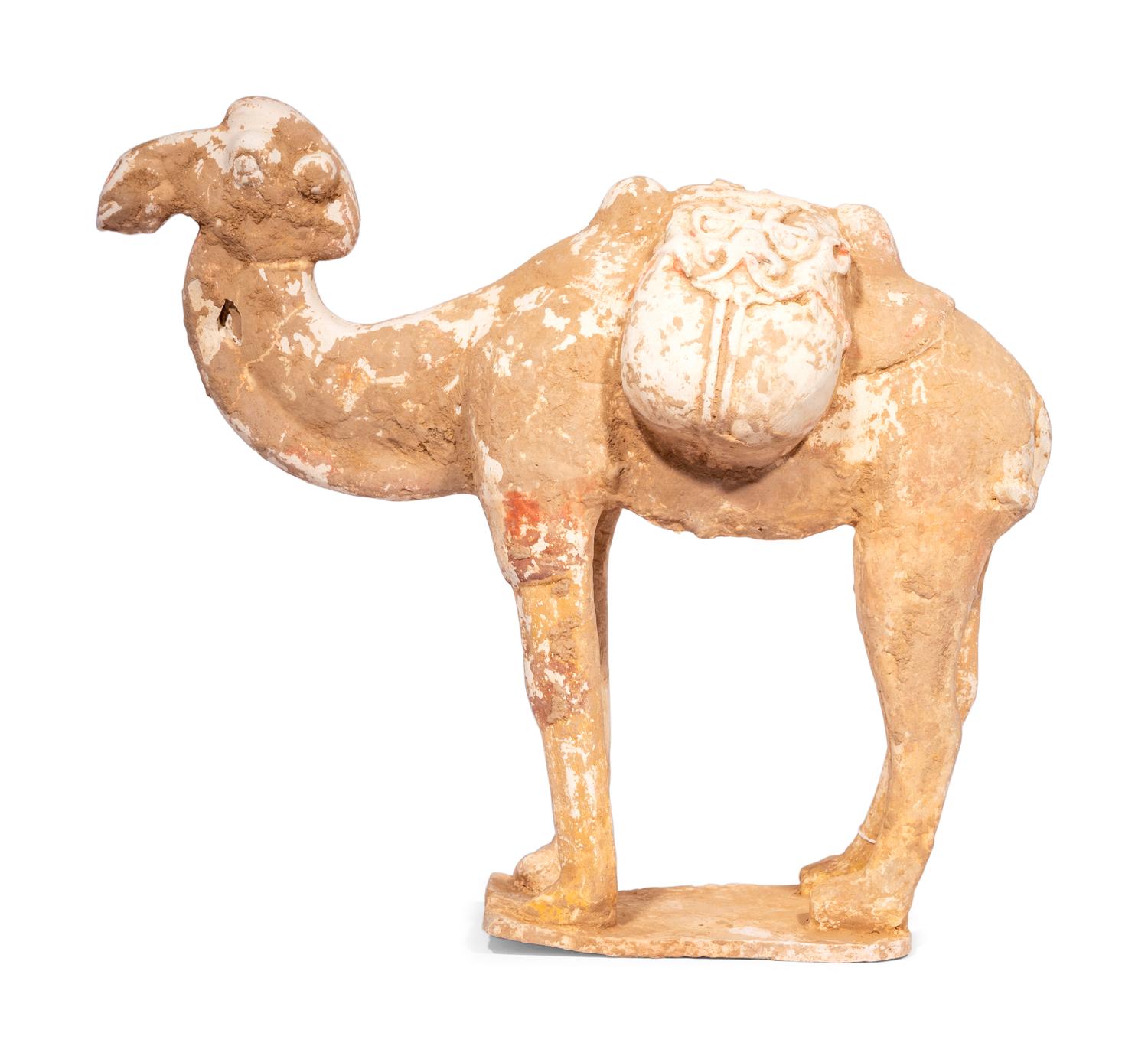 A Chinese Pottery Figure of a Caparisoned Camel