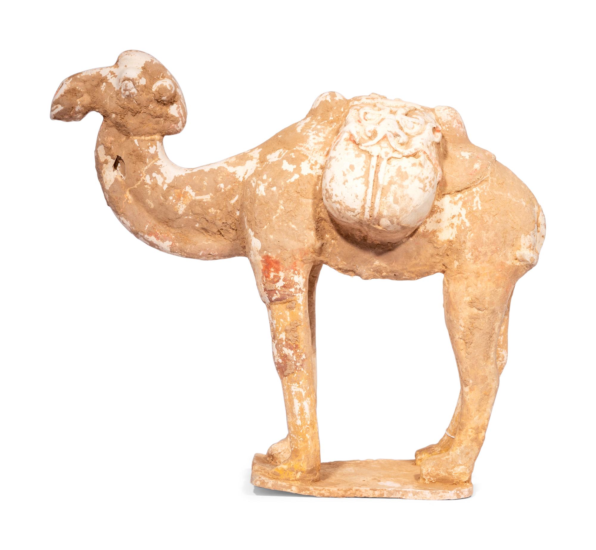 A Chinese Pottery Figure of a Caparisoned Camel