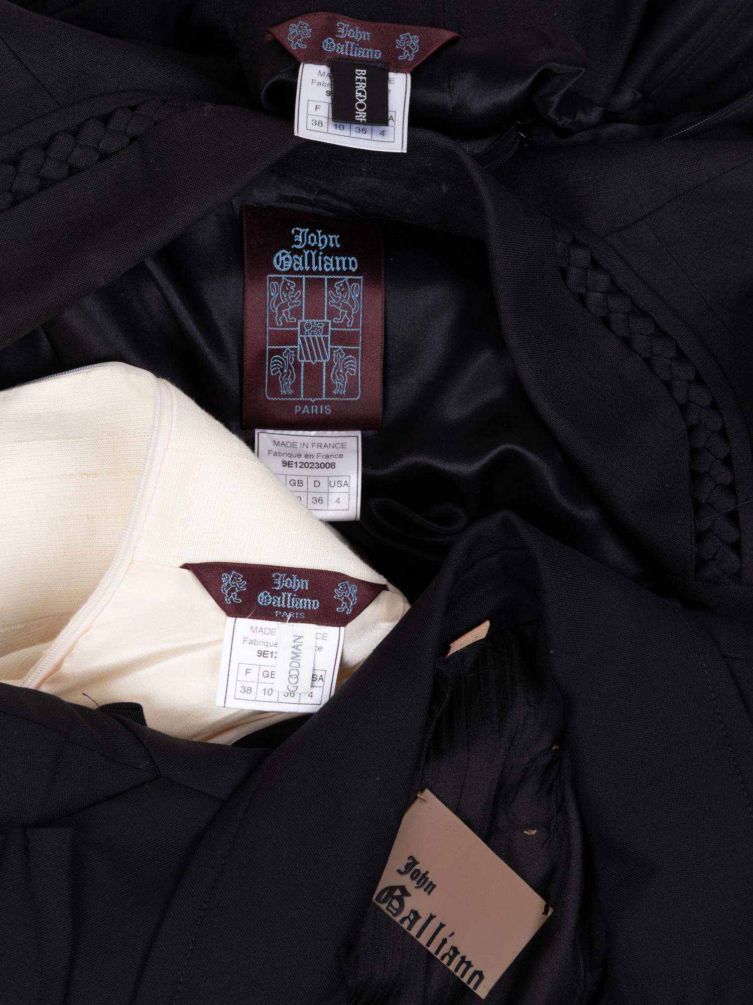 Four John Galliano Pieces: One Two-piece Skirt Suit, One Jacket, and One Skirt, 1990-2000s