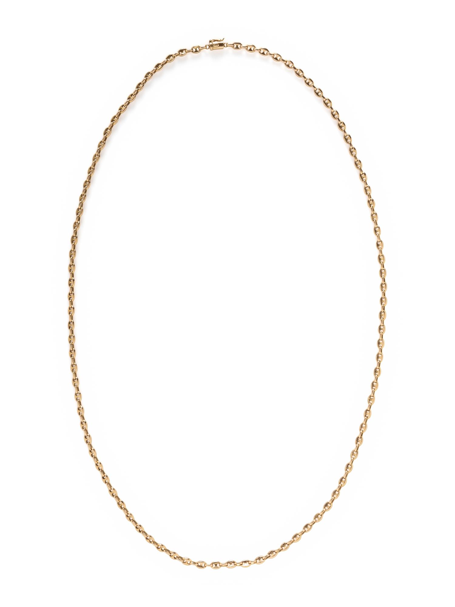 YELLOW GOLD FANCY MARINER LINK LONG CHAIN NECKLACE