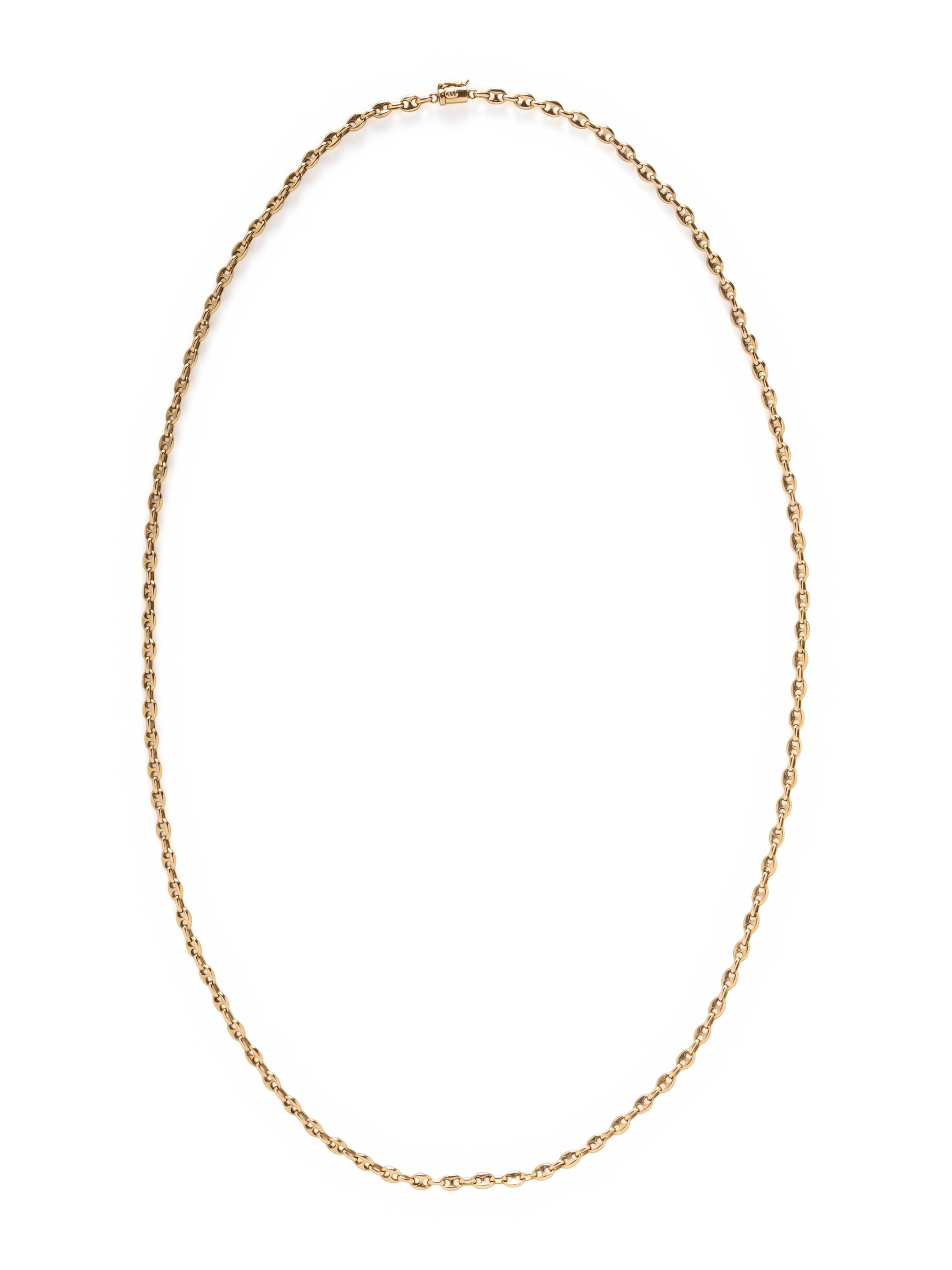 YELLOW GOLD FANCY MARINER LINK LONG CHAIN NECKLACE