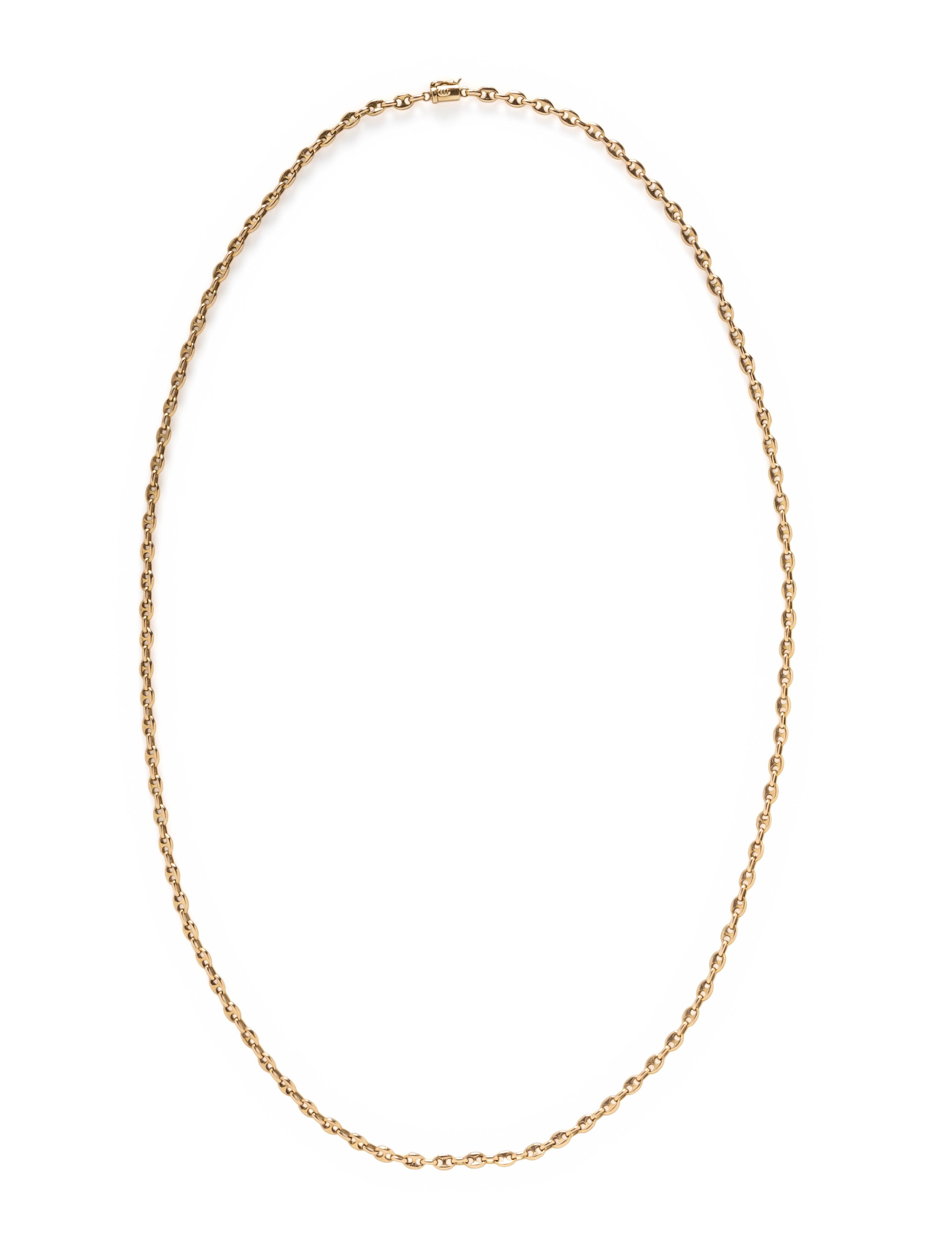 YELLOW GOLD FANCY MARINER LINK LONG CHAIN NECKLACE