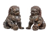 A Pair of Chinese Bronze Fu Lions