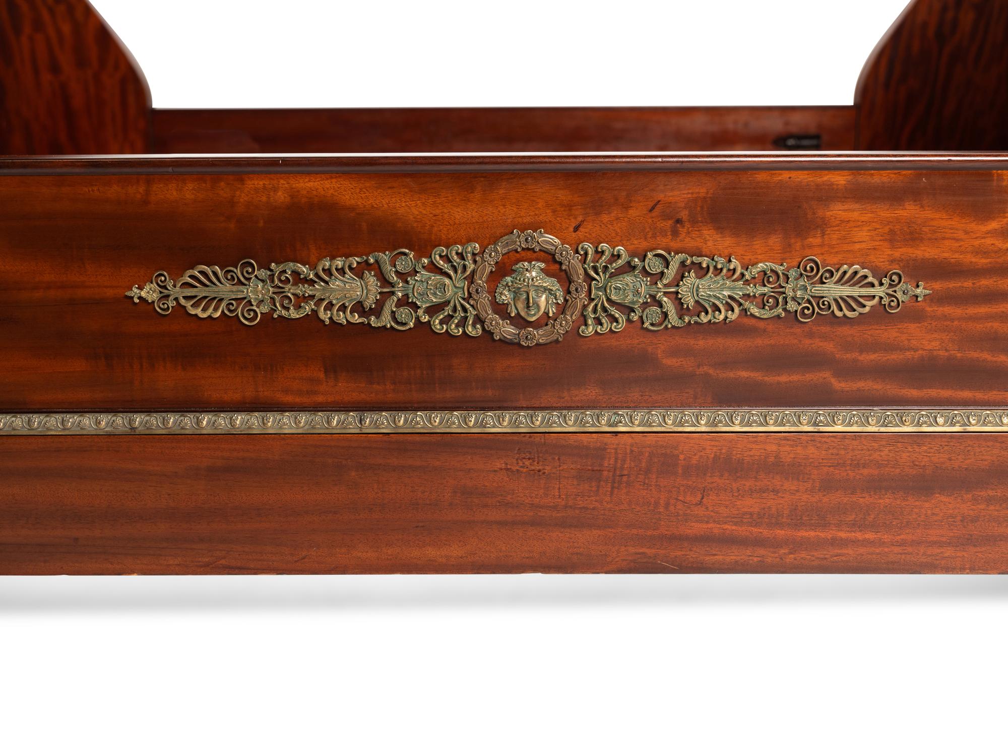 An Empire Revival Gilt Bronze Mounted Mahogany Lit En Bateau
