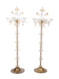 A Pair of Seguso Murano Glass Torchères