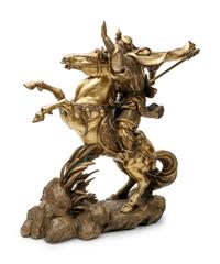A Japanese Export Gilt Bronze Figure of a Warrior