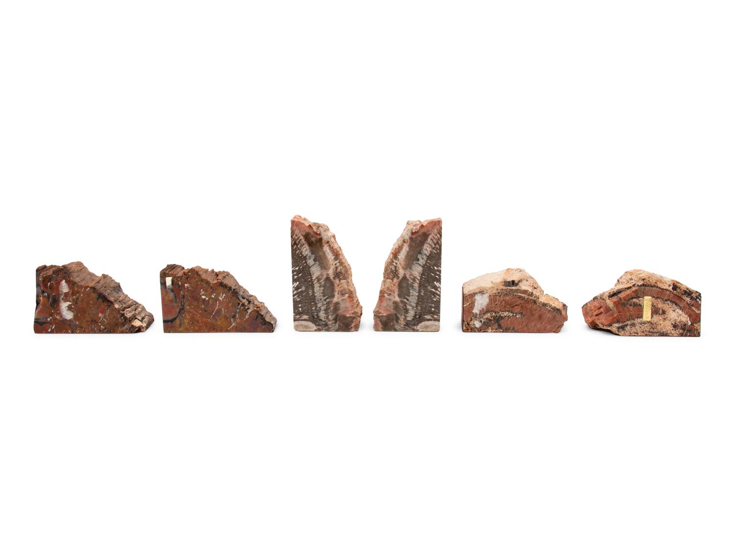 Three Pairs of Petrified Wood Bookends