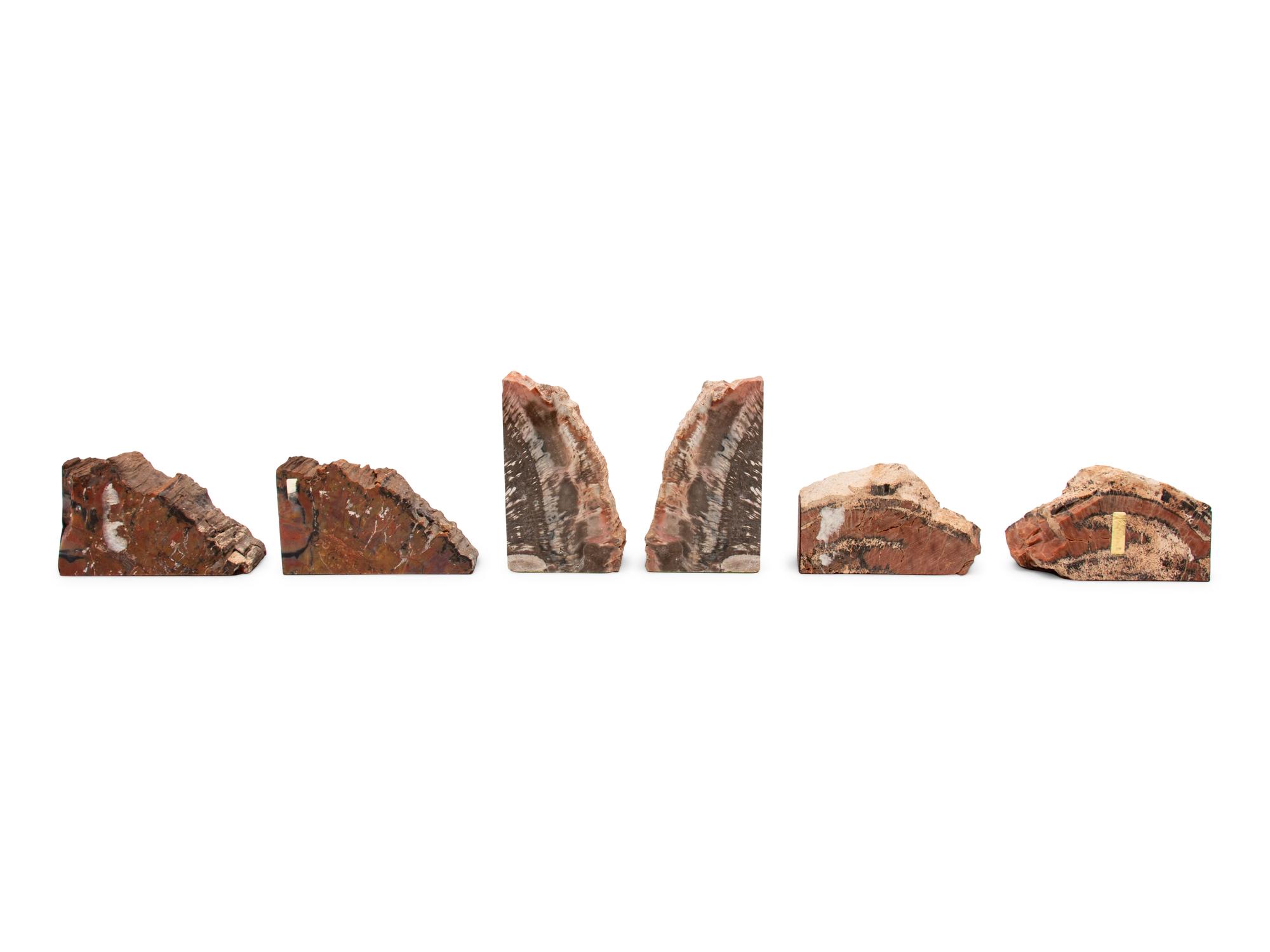 Three Pairs of Petrified Wood Bookends