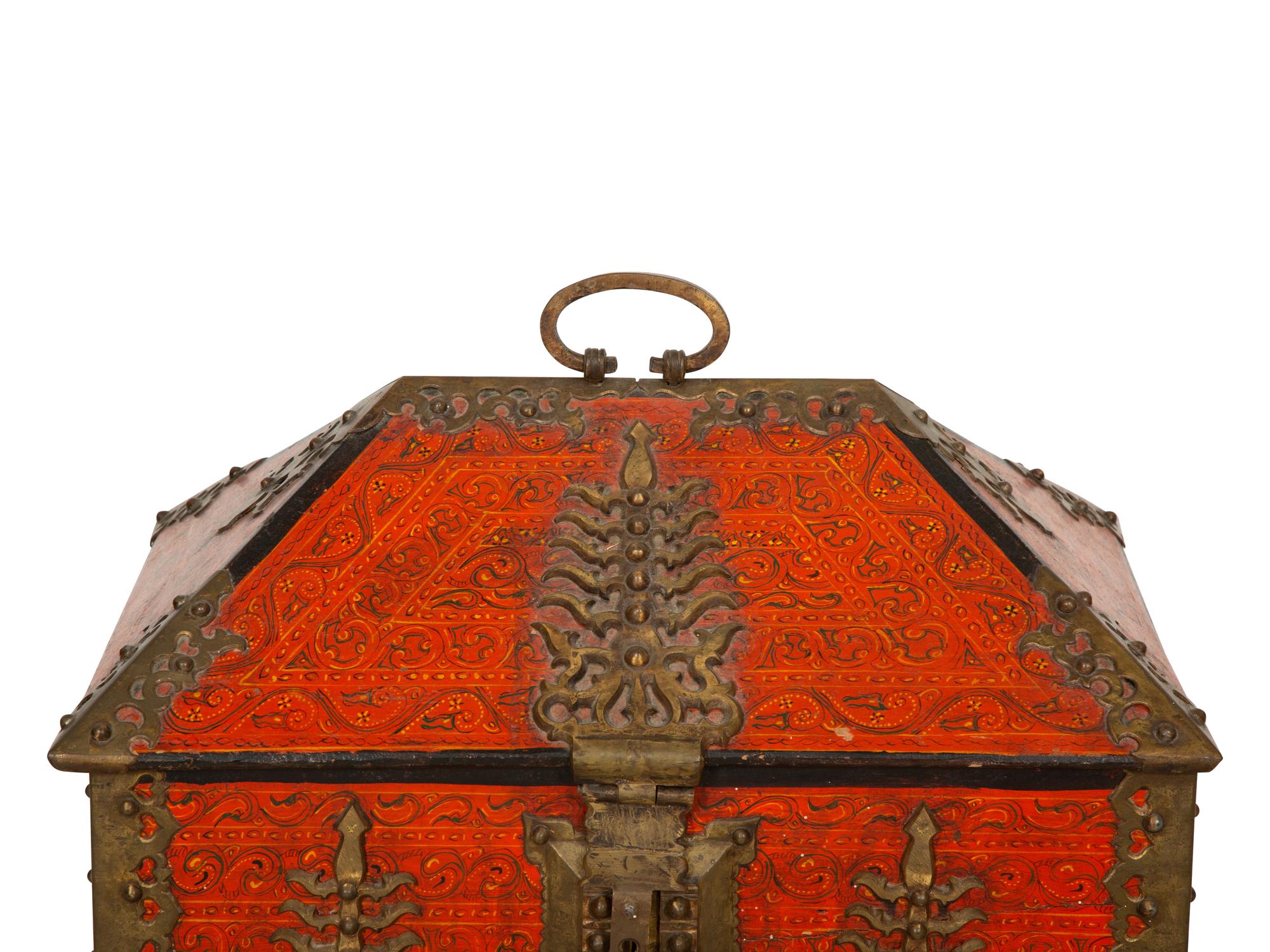 An Indian Painted Wood Table Casket