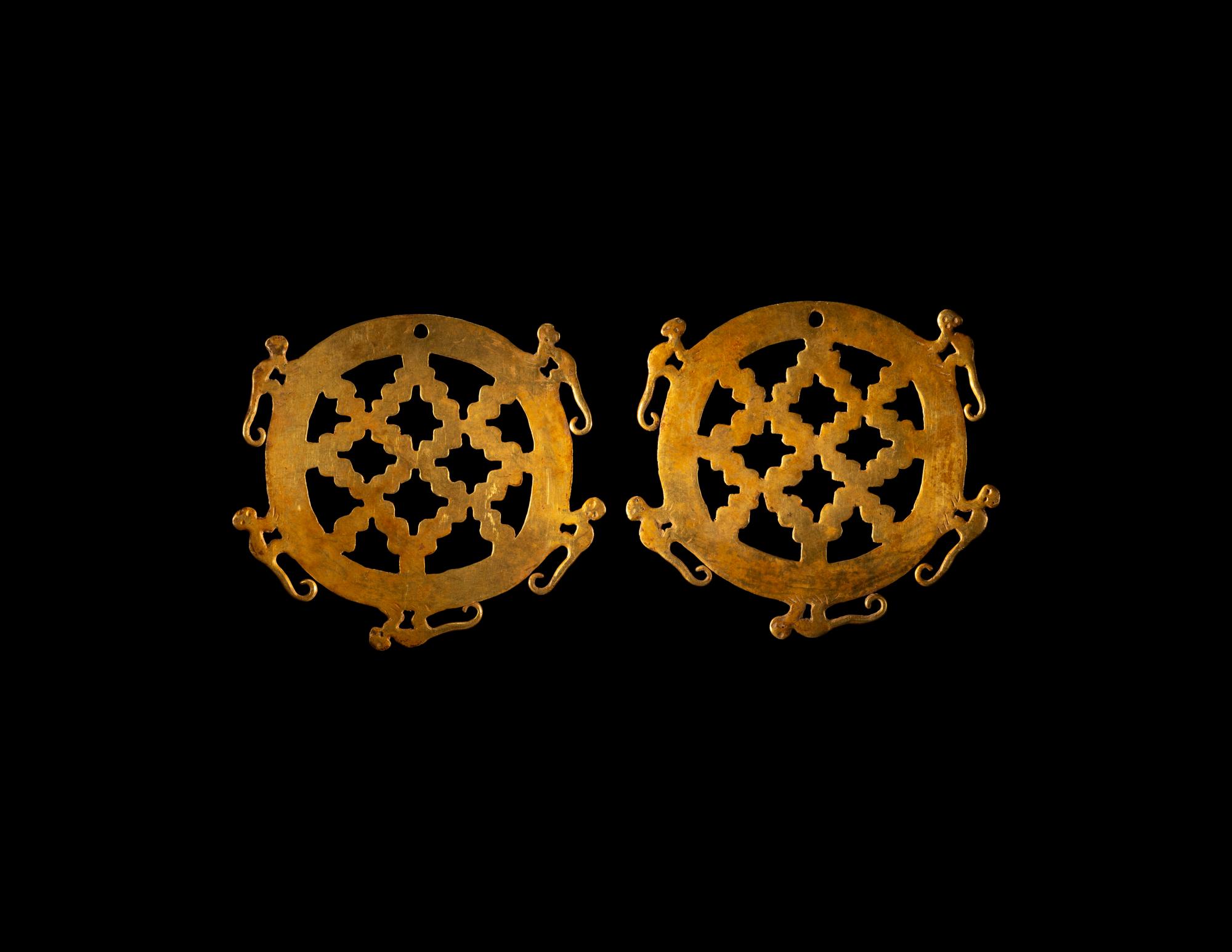 A Pair of Narino Gold Ear Ornaments