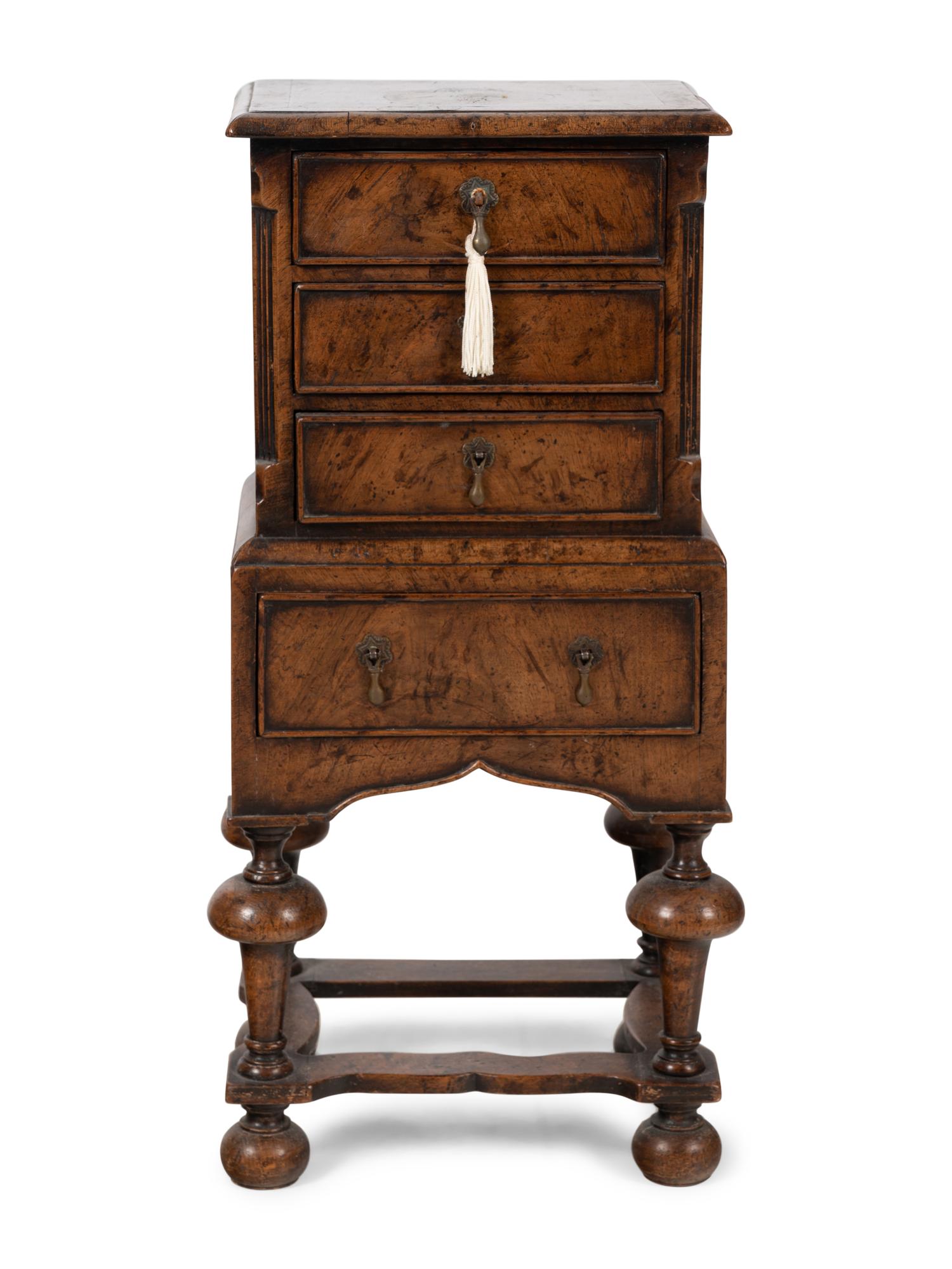 A Diminutive William and Mary Style Chest on Stand