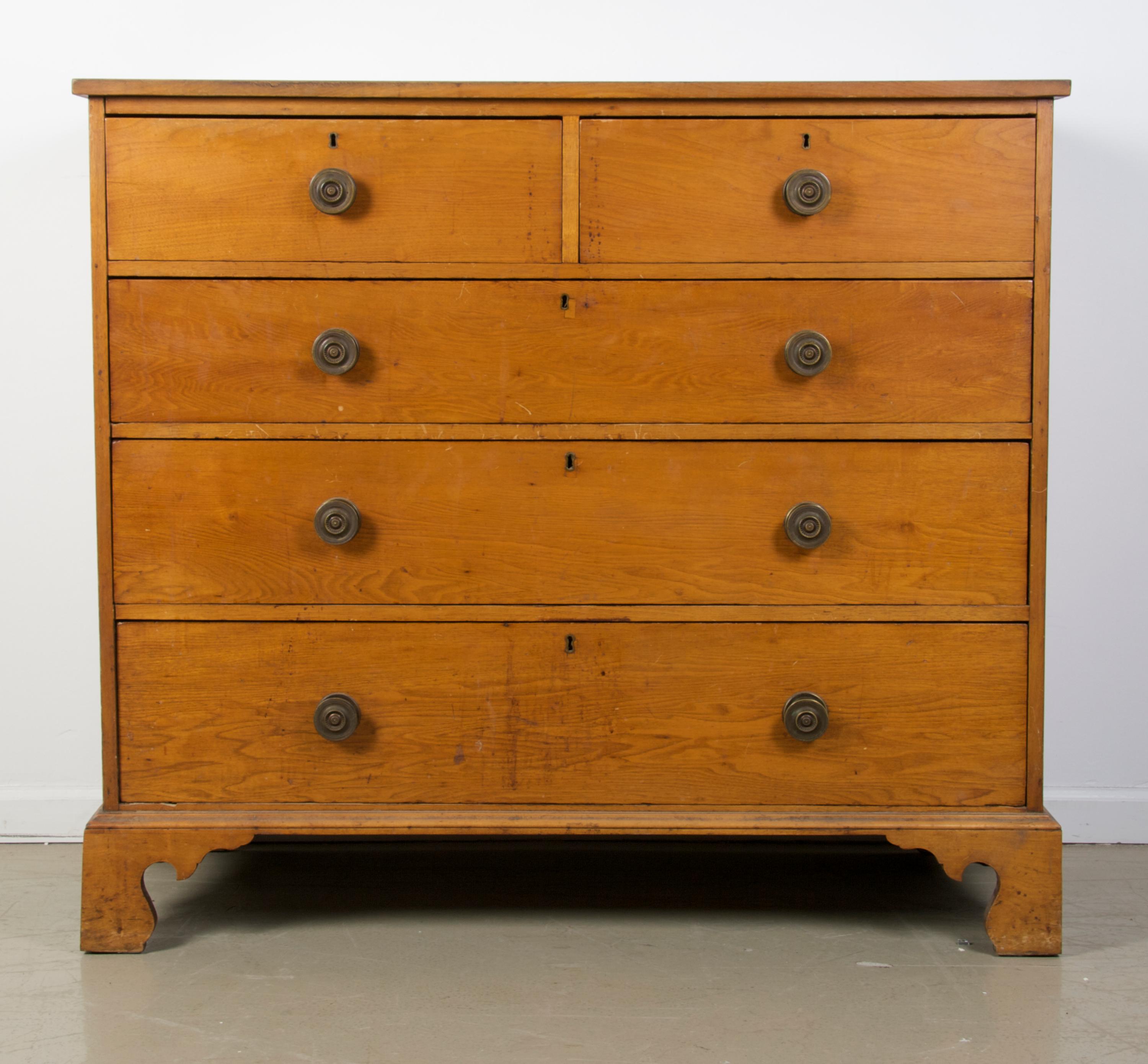 An American Maple Chest of Drawers, Height 39 1/2 x width 44 1/4 x depth 19 3/4 inches.