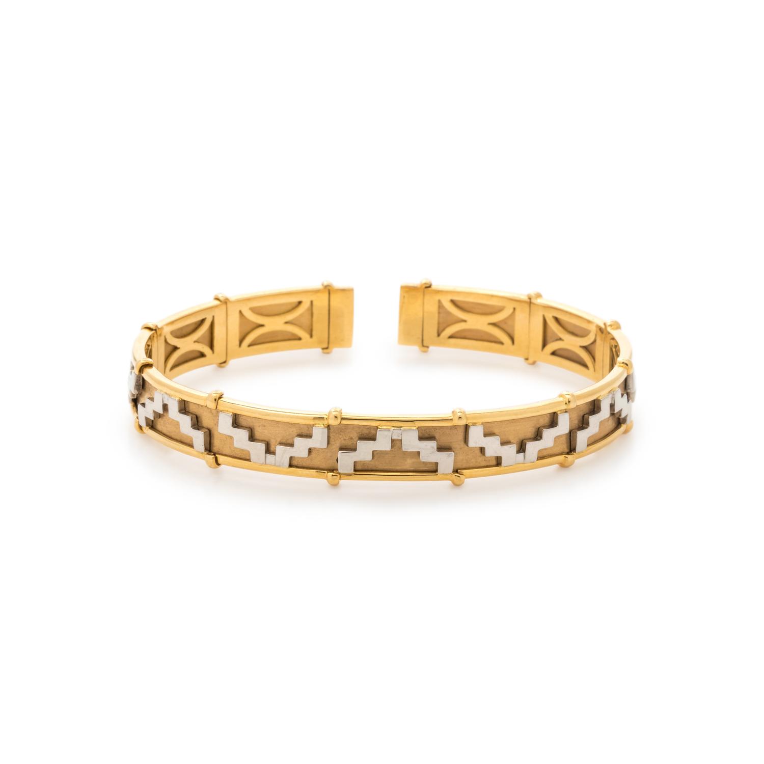 PLATINUM AND YELLOW GOLD CUFF BANGLE