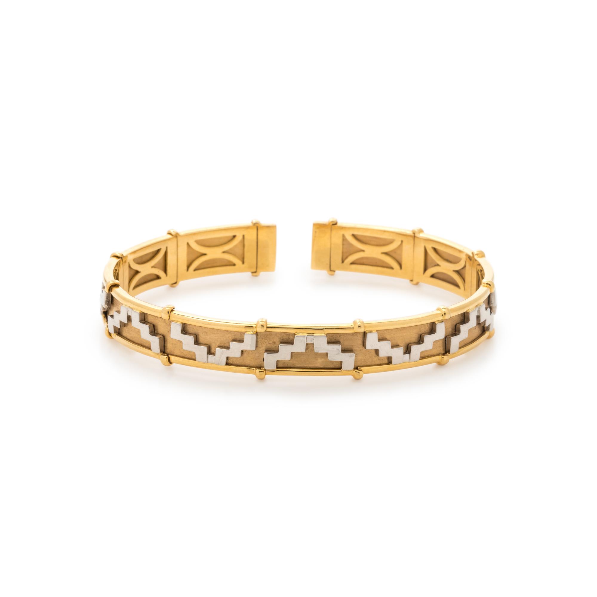 PLATINUM AND YELLOW GOLD CUFF BANGLE