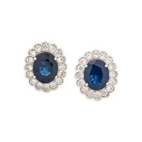 SAPPHIRE AND DIAMOND EARCLIPS