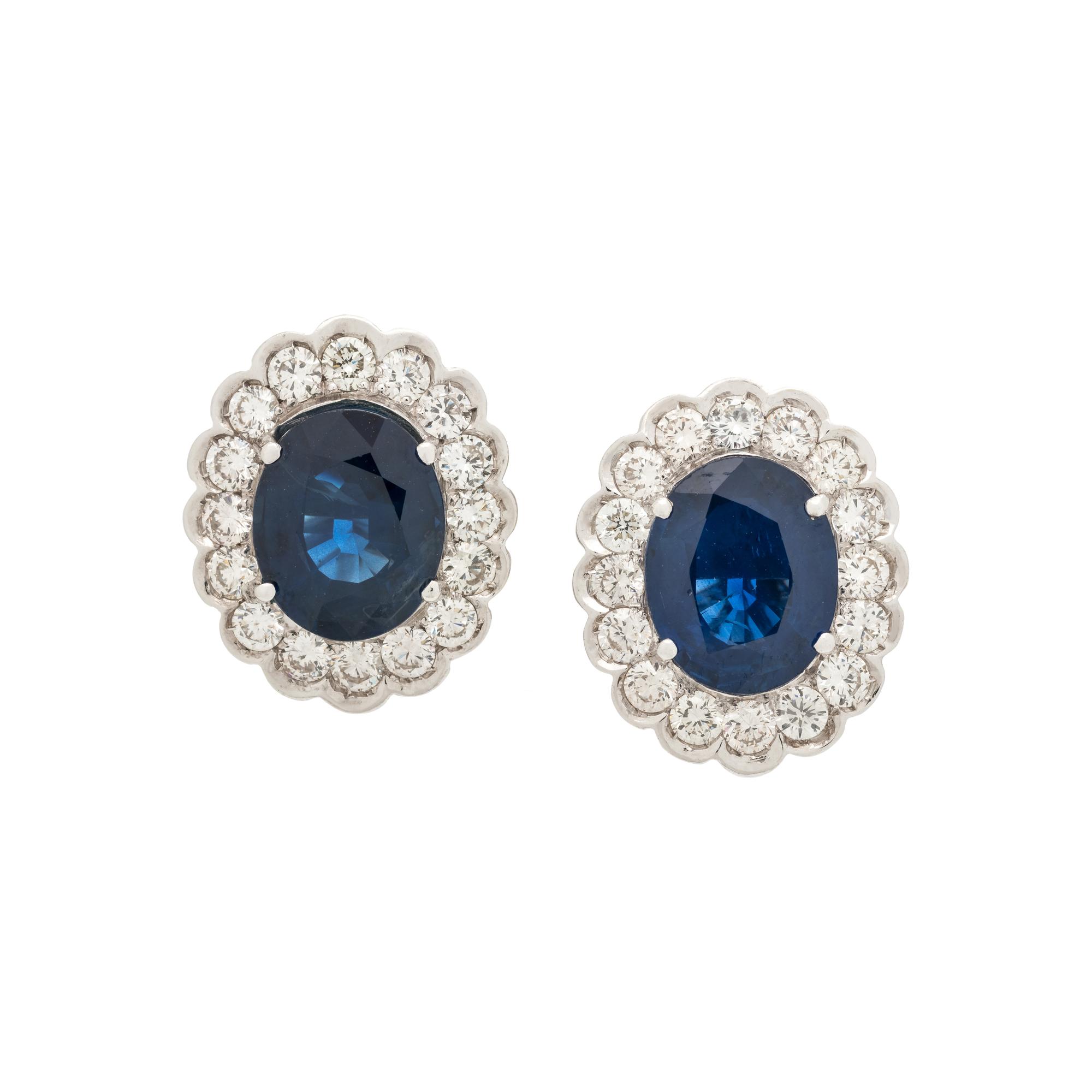 SAPPHIRE AND DIAMOND EARCLIPS