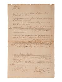 [ENSLAVEMENT]. 2 bonds placing liens on enslaved persons as property. Mecklenburg Co., [NC], 1820s.