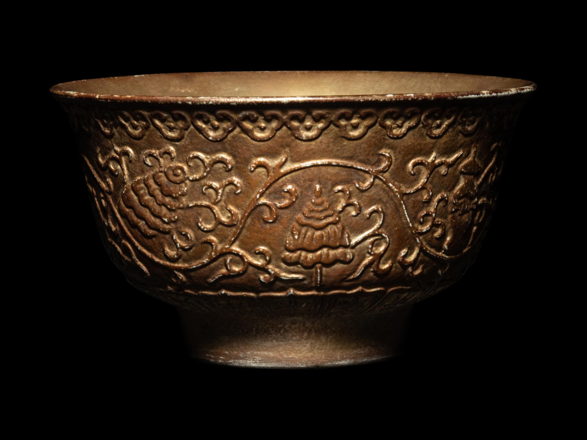 A Monochrome Glazed Faux Silver Porcelain Bowl