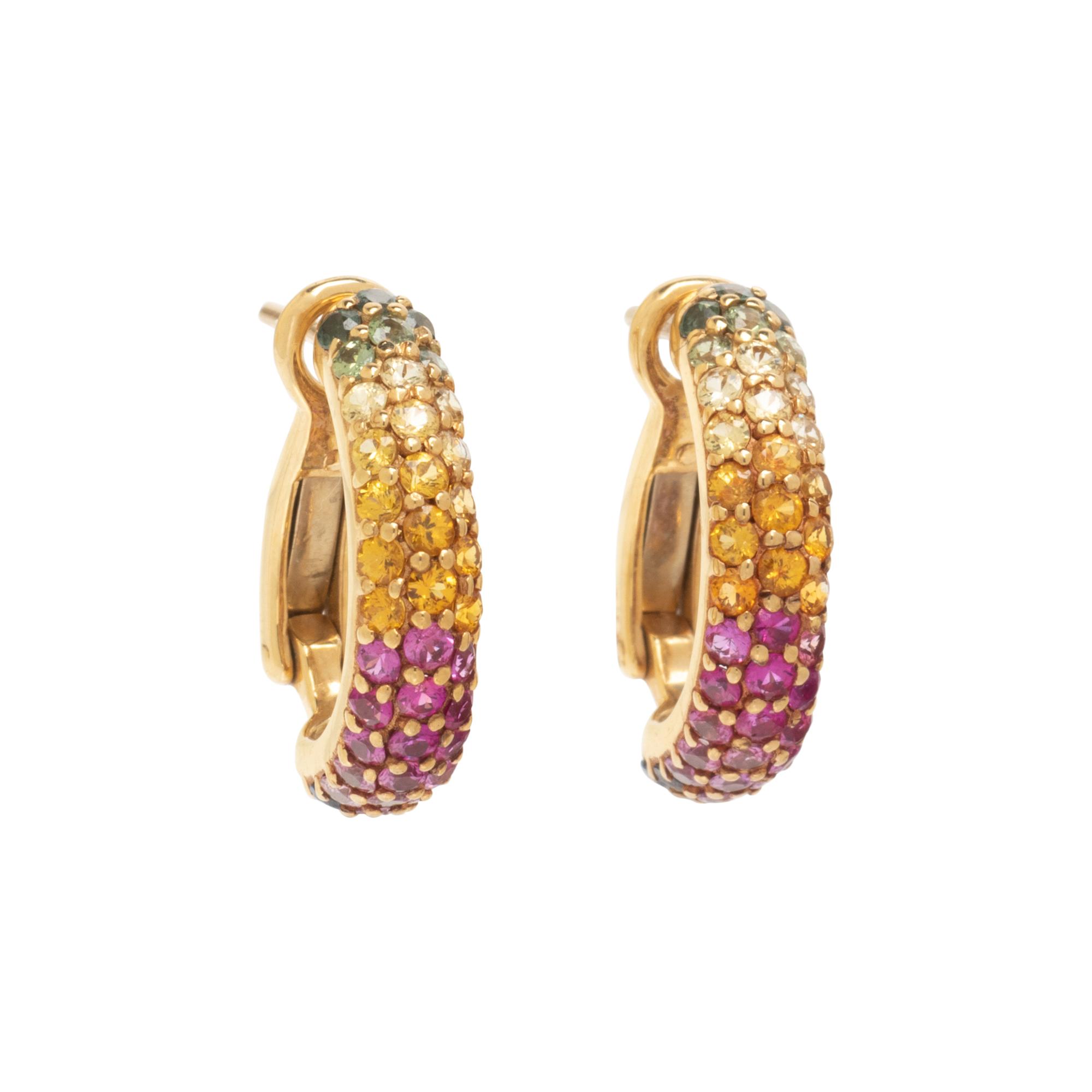 MULTICOLOR SAPPHIRE HALF-HOOP EARRINGS