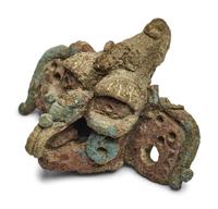 A Maya Polychrome Terracotta Head of a Deity