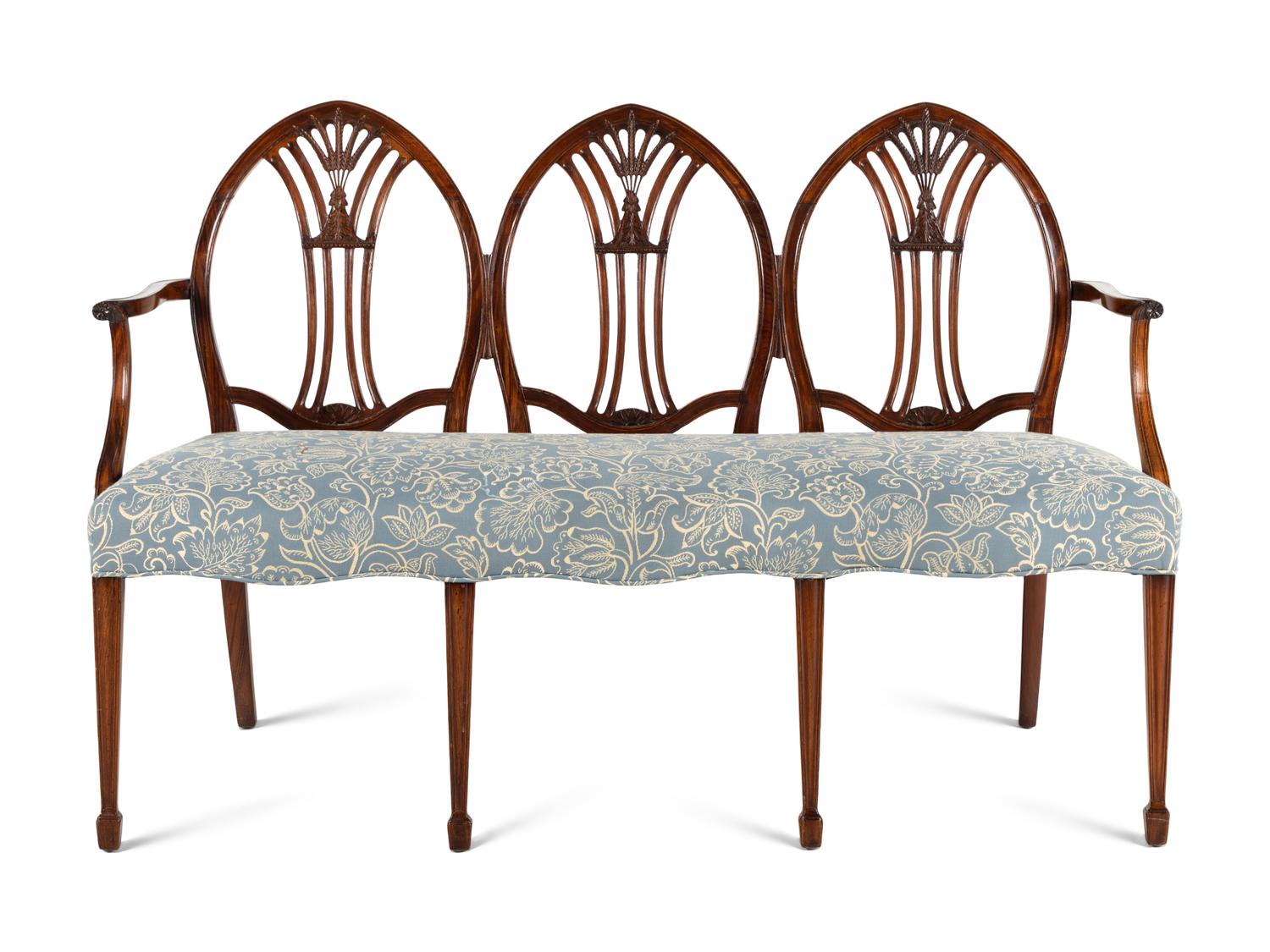 A George III Mahogany Triple-Back Settee
