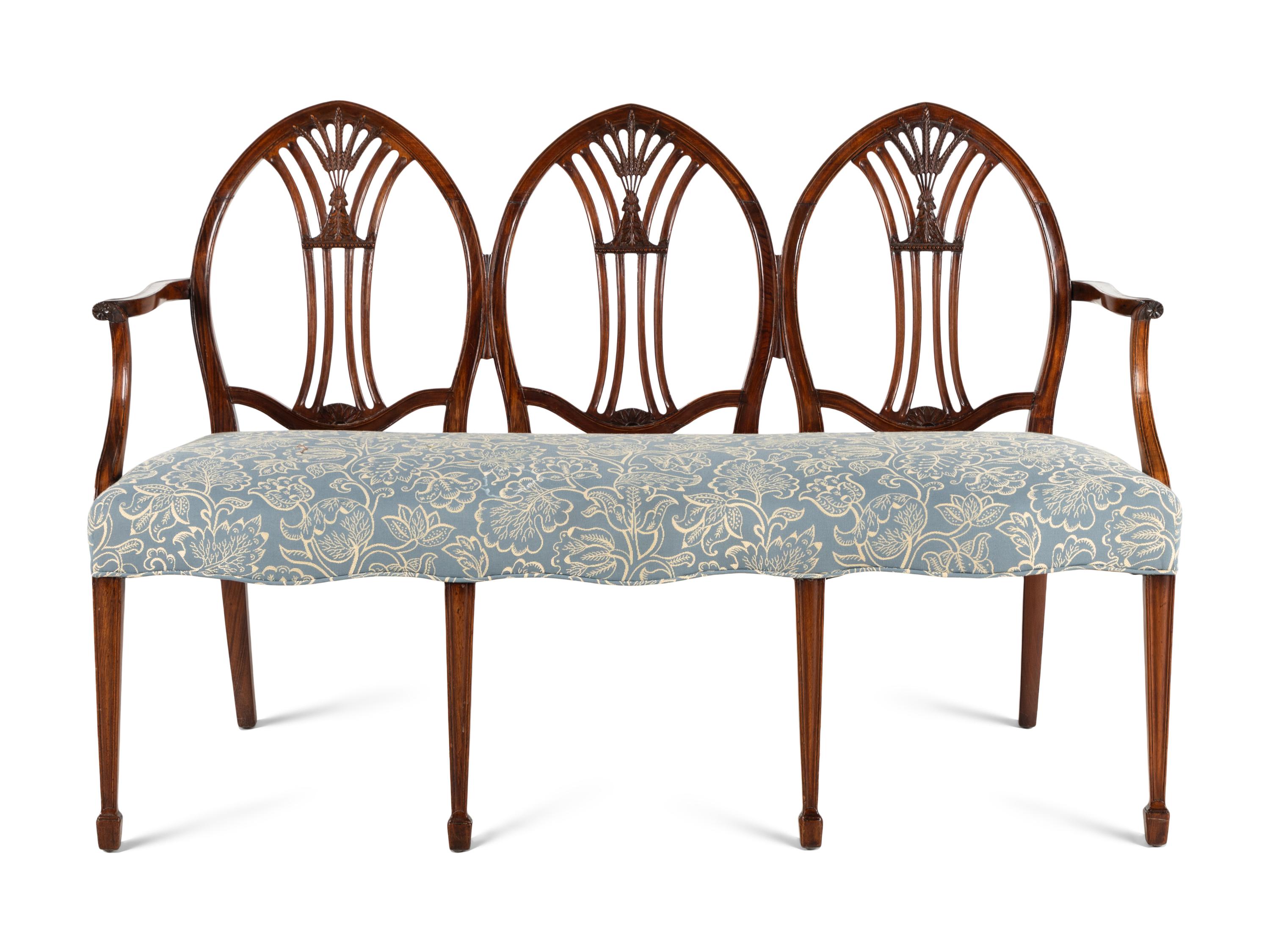A George III Mahogany Triple-Back Settee