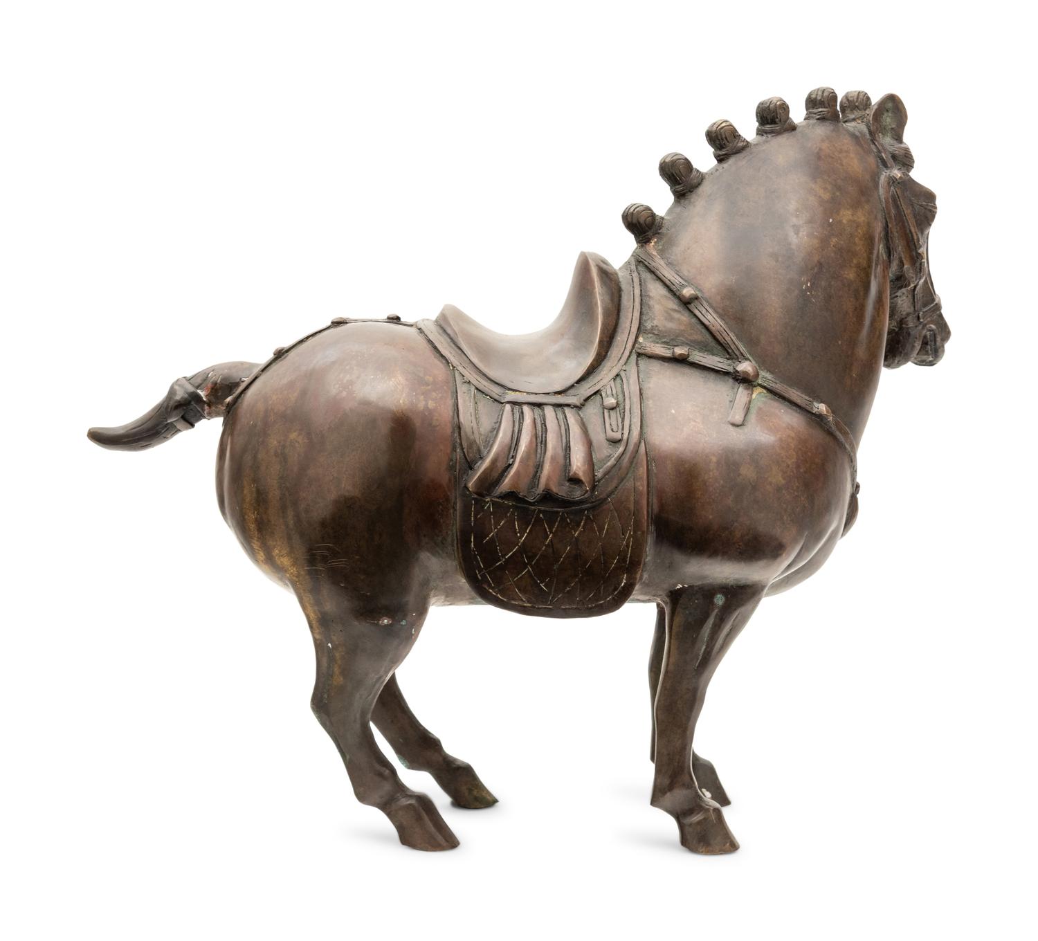 A Chinese Export Patinated Metal Figure of a Horse