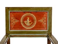 A Pair of North Italian Neoclassical Bronze Mounted Polychrome Painted Armchairs