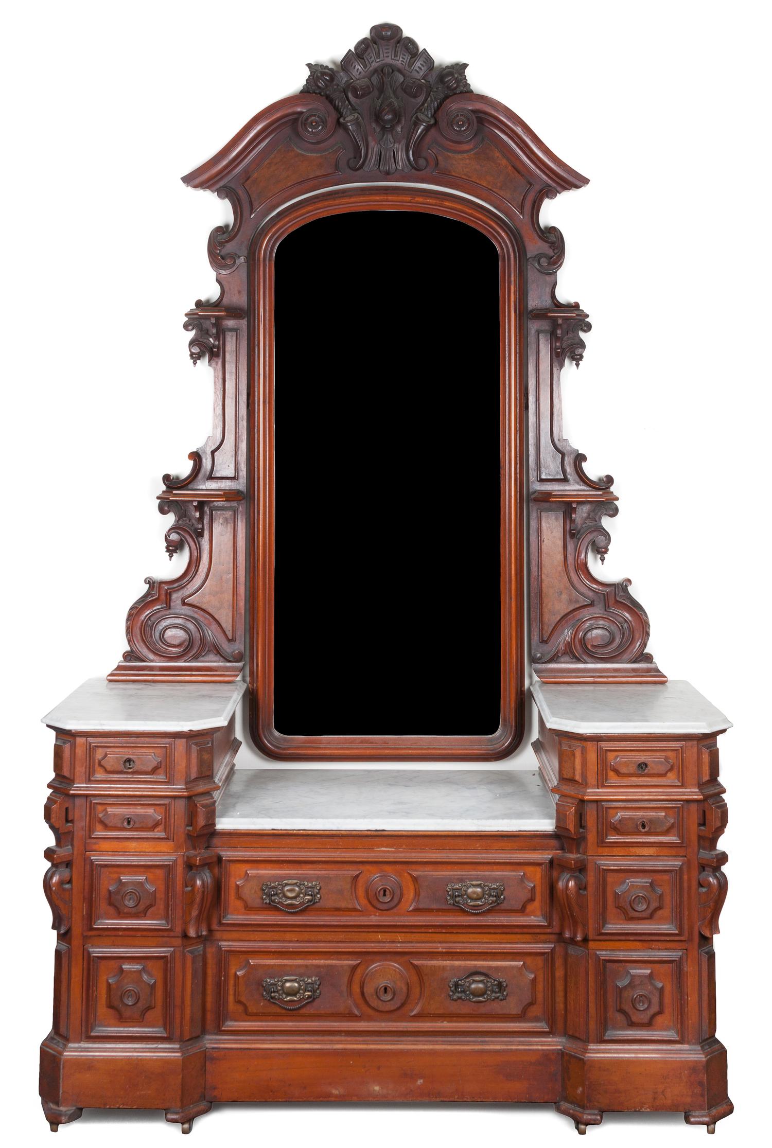 A Victorian Walnut Dresser Height 95 x width 58 x depth 21 1/4 inches.