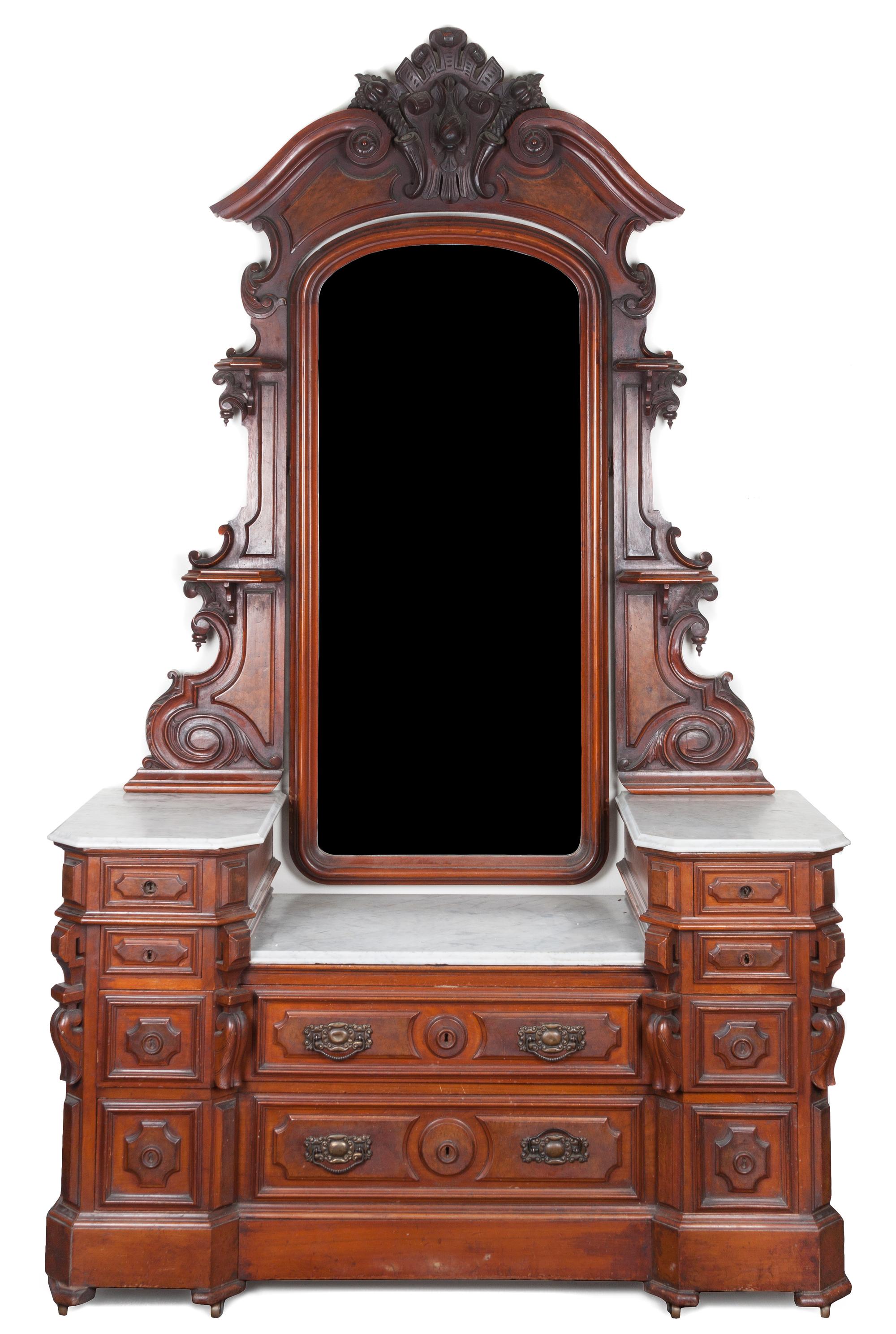 A Victorian Walnut Dresser Height 95 x width 58 x depth 21 1/4 inches.