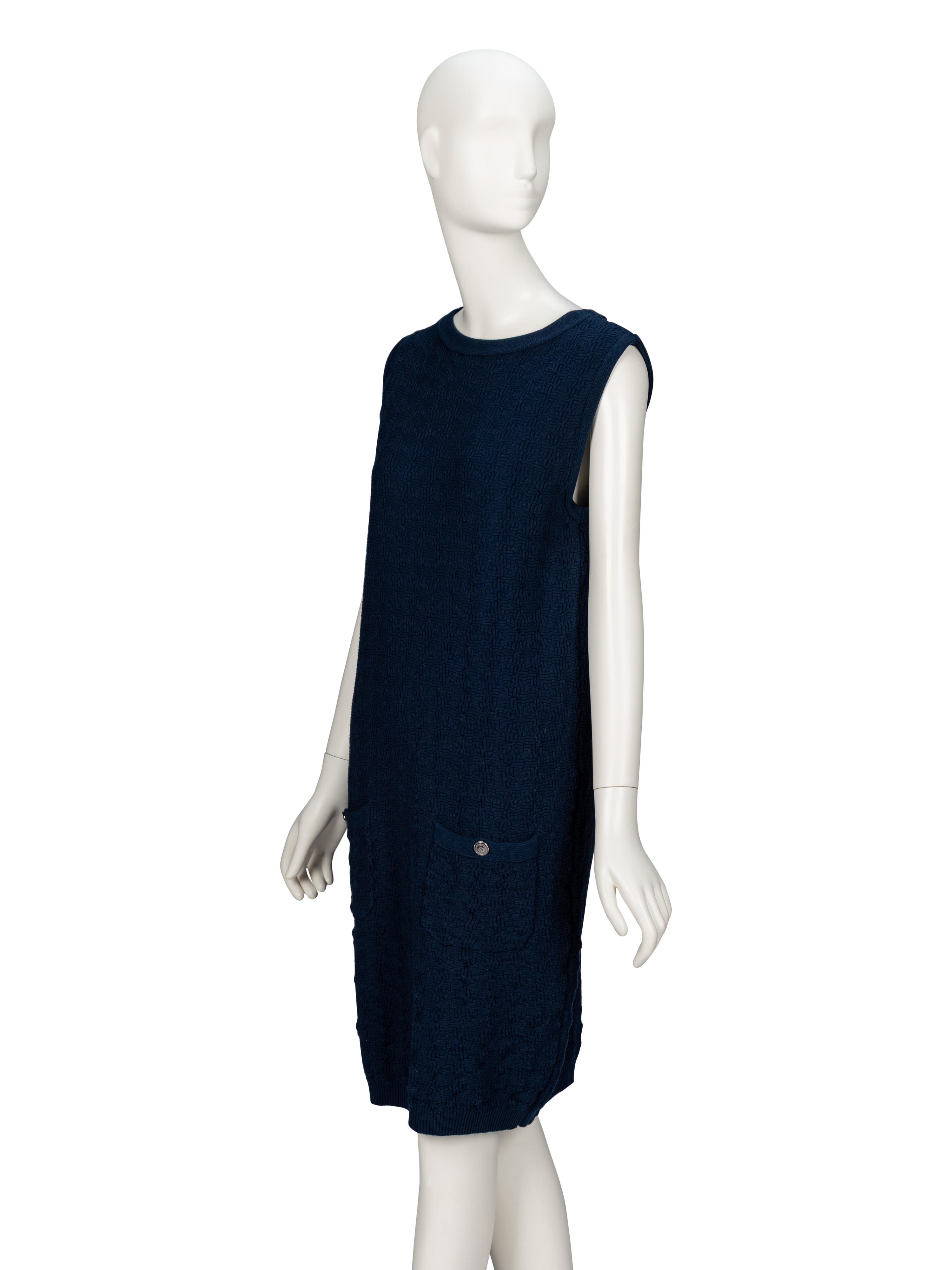 Chanel, Navy Sleeveless Knit Dress