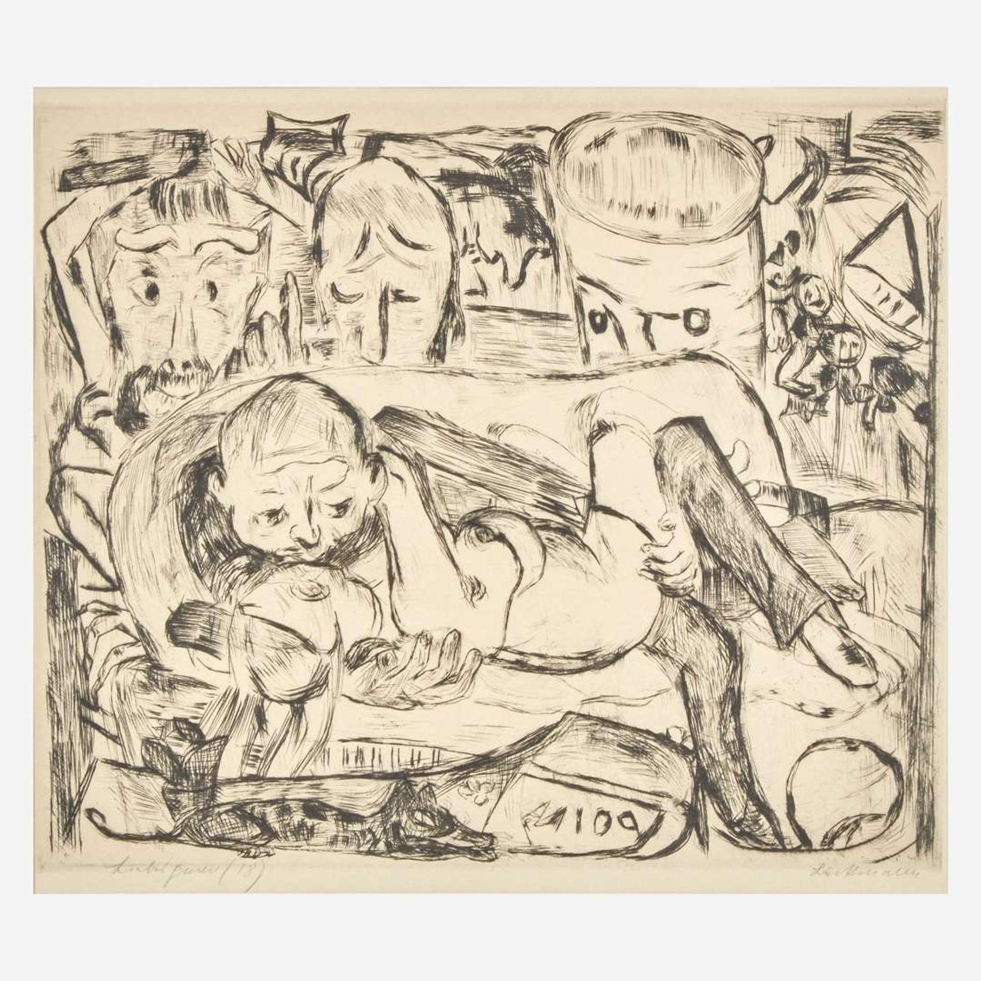 Max Beckmann (German, 1884-1950) Lovers II (Liebespaar II), plate 5 from the Gesichter portfolio