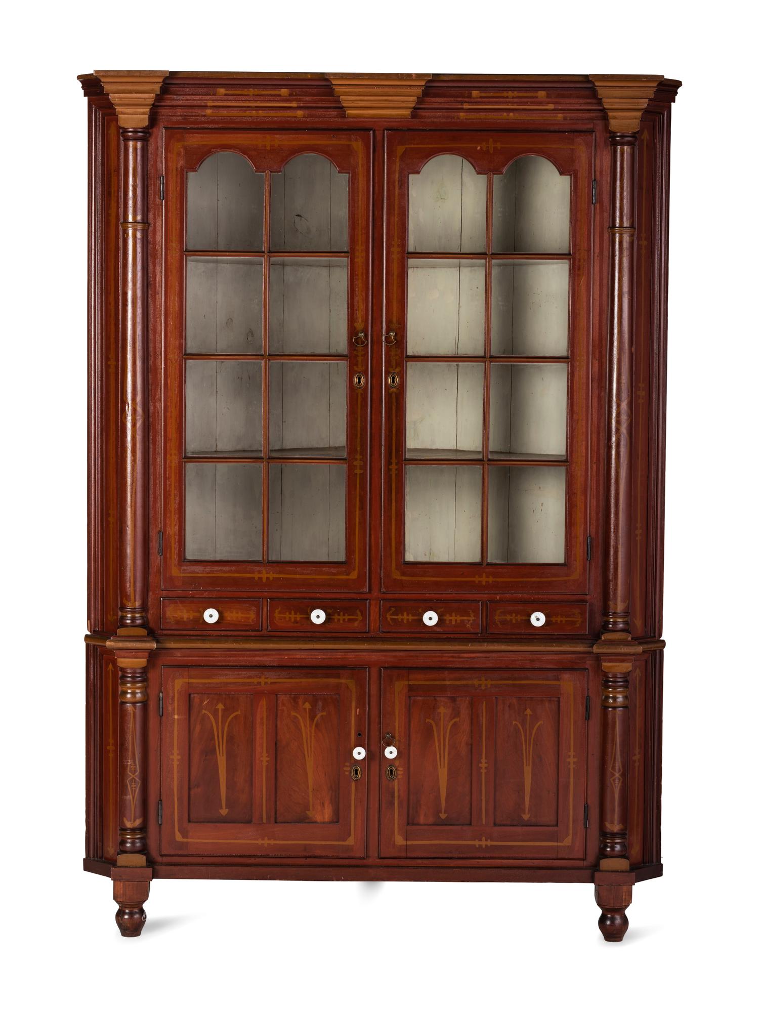 A Chippendale Painted Cherrywood Corner Cupboard