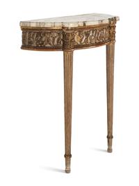 An Italian Giltwood Marble-Top Console Table