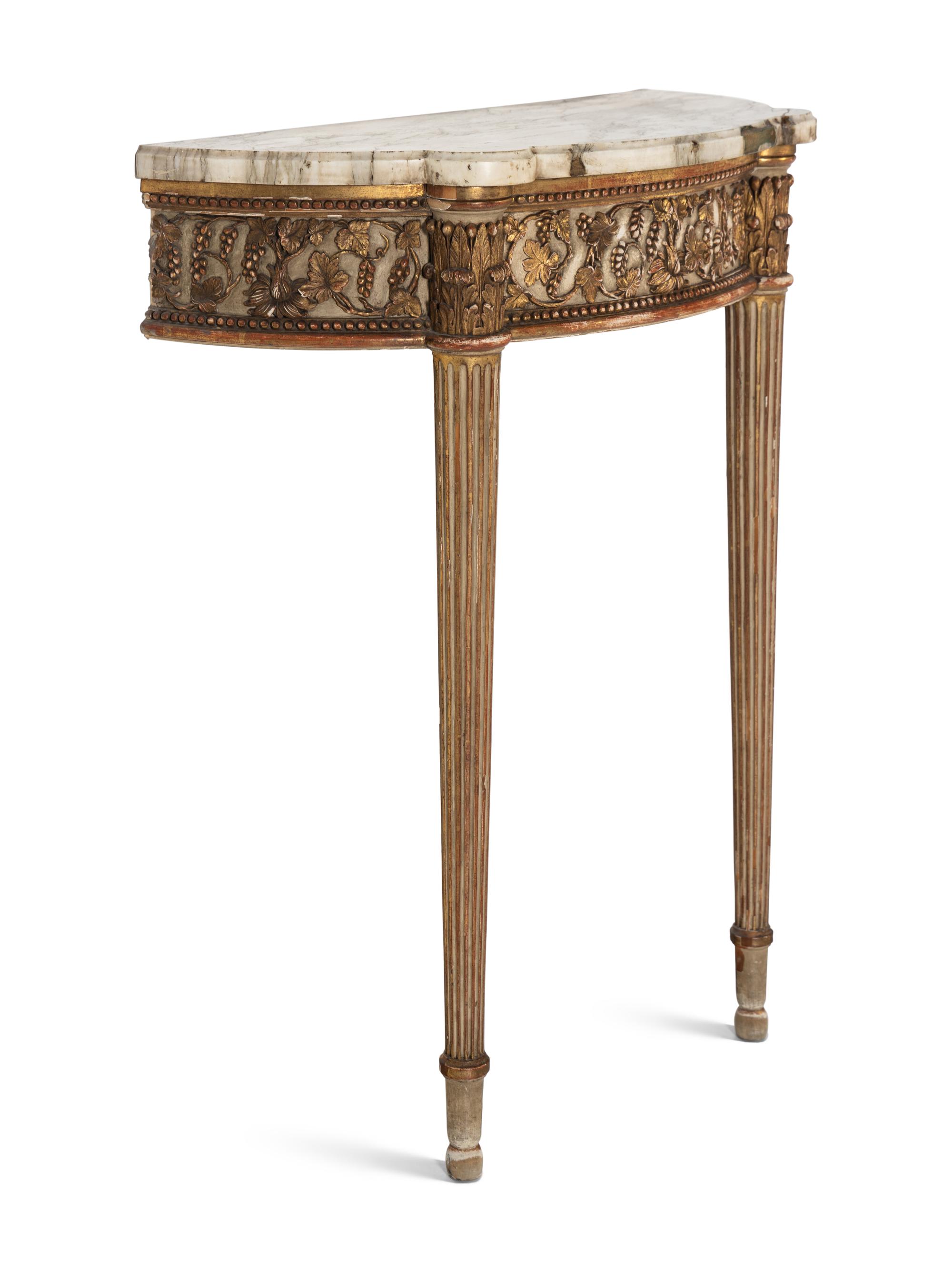An Italian Giltwood Marble-Top Console Table