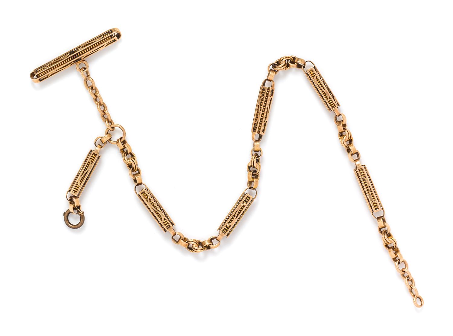 An Antique Rose Gold Fob Chain, 23.60 dwts.