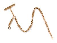 An Antique Rose Gold Fob Chain, 23.60 dwts.