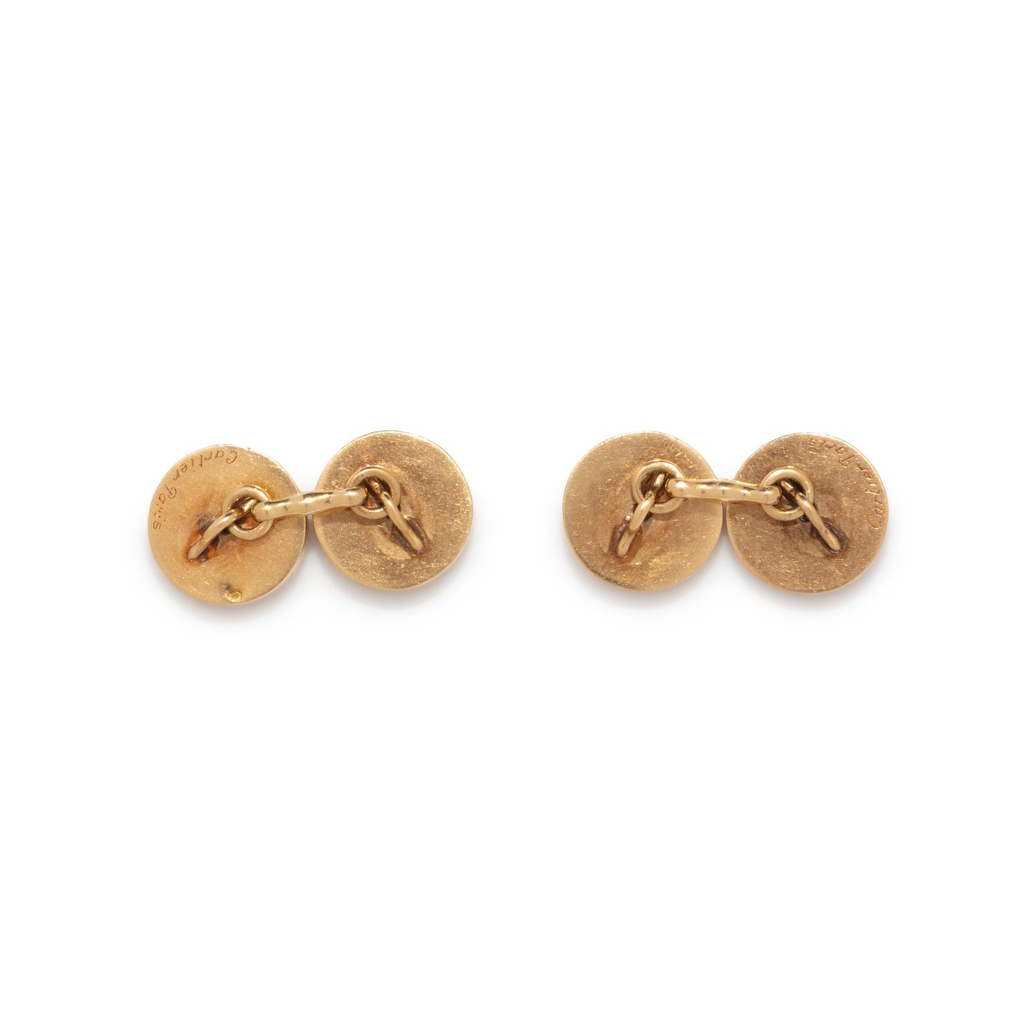CARTIER, YELLOW GOLD AND DIAMOND CUFFLINKS