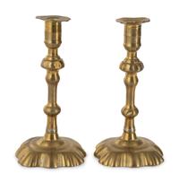 Two Pairs of English Brass Candlesticks