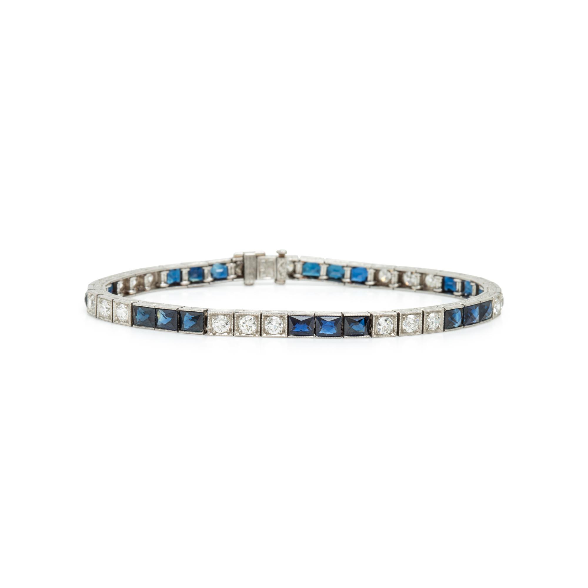 Sapphire and Diamond Line Bracelet