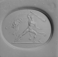 A Neoclassical Carnelian Intaglio with Hercules Being Bitten by a Crab