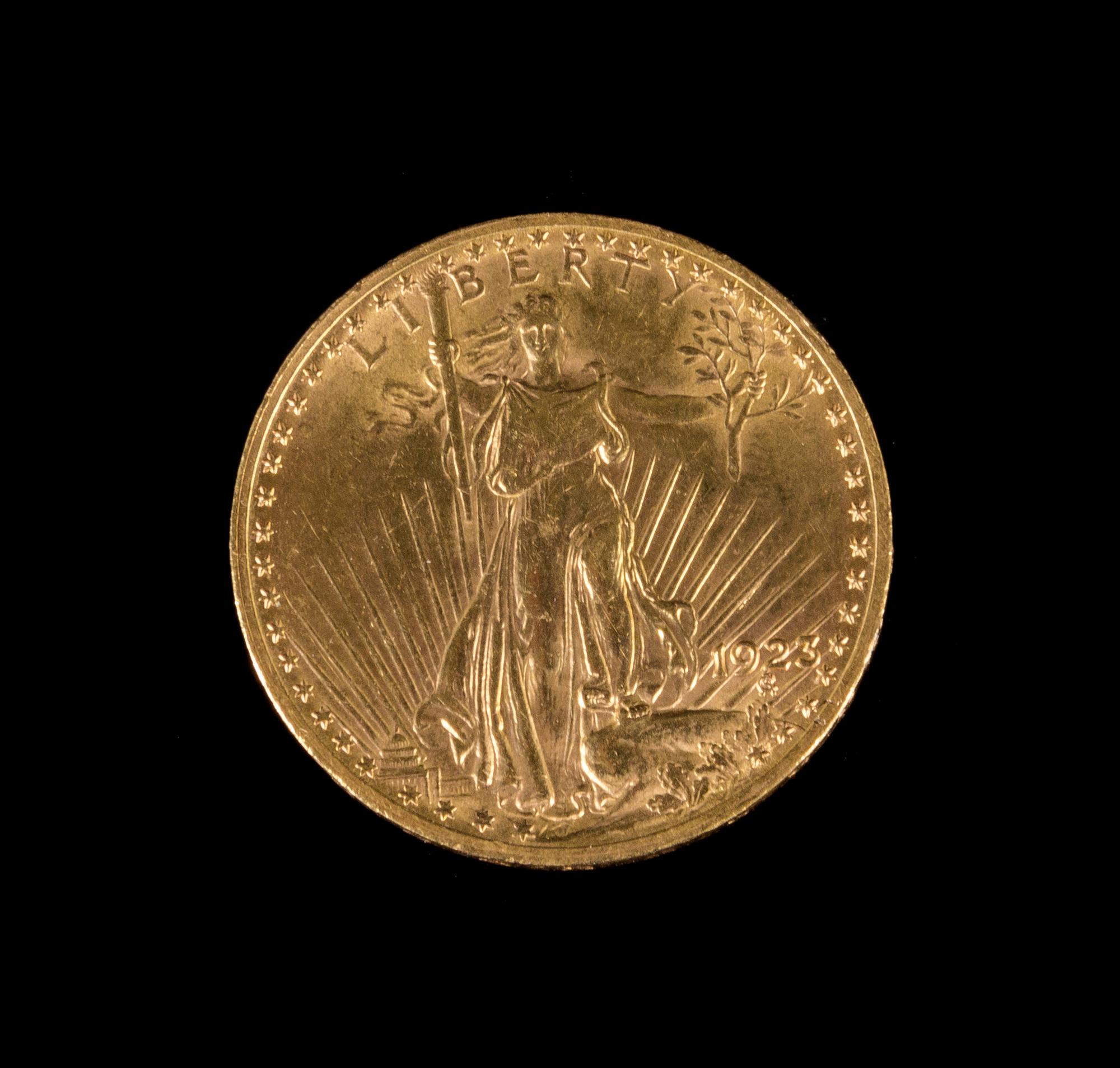 A United States 1923 Saint Gaudens $20 Gold Coin