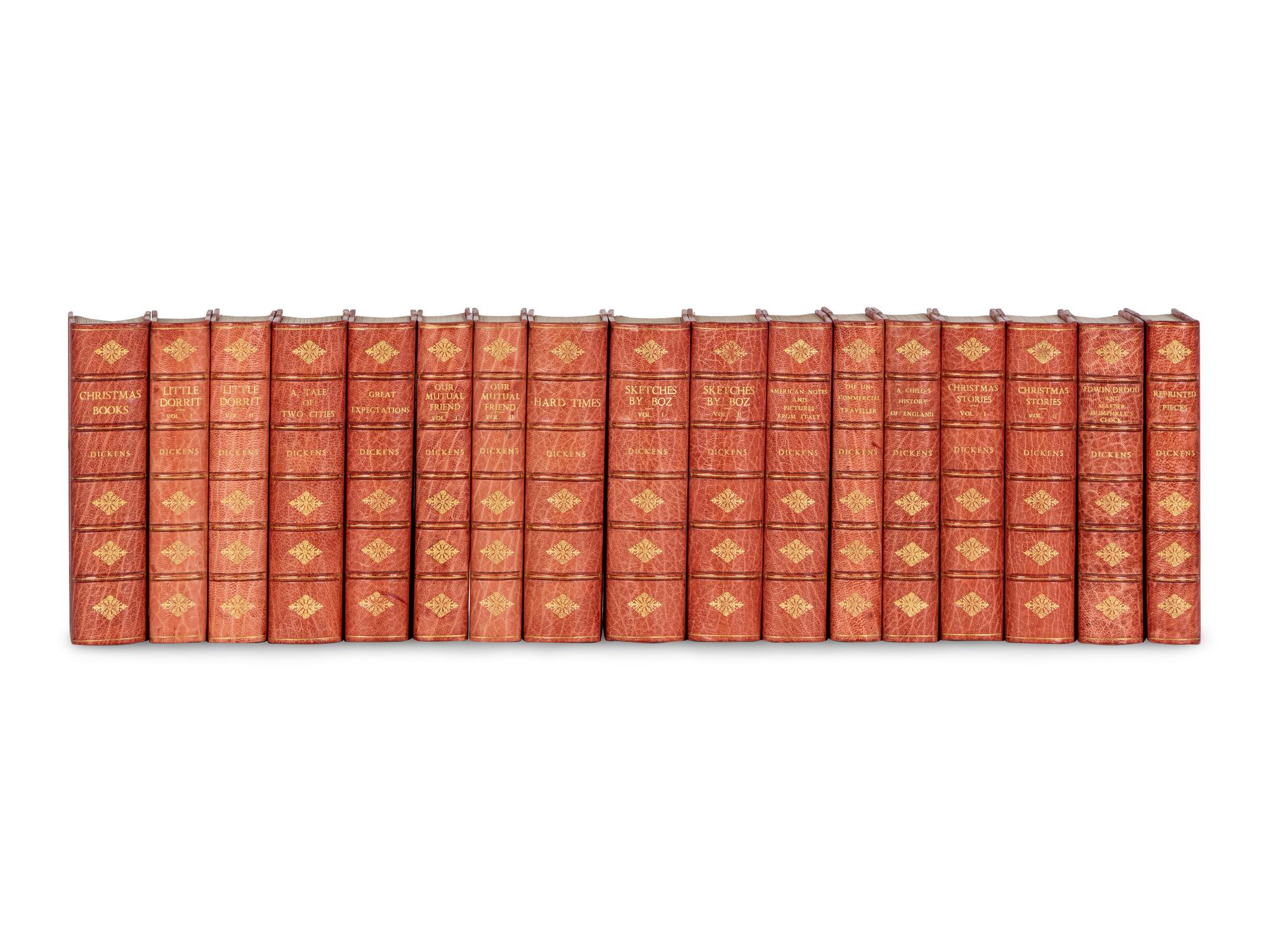 DICKENS, Charles (1812-1870). The Works . Andrew Lang, editor. London and New York: Chapman & Hall, and Charles Scribner’s Sons, [1897-1899].