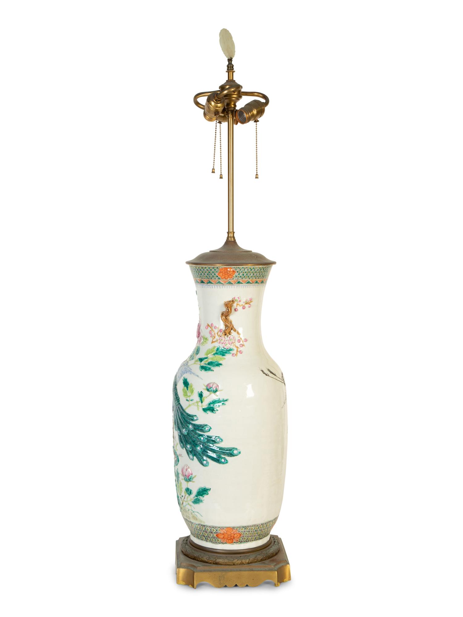 A Large Pair of Chinese Export Molded Porcelain Table Vases — 19th/20th Century